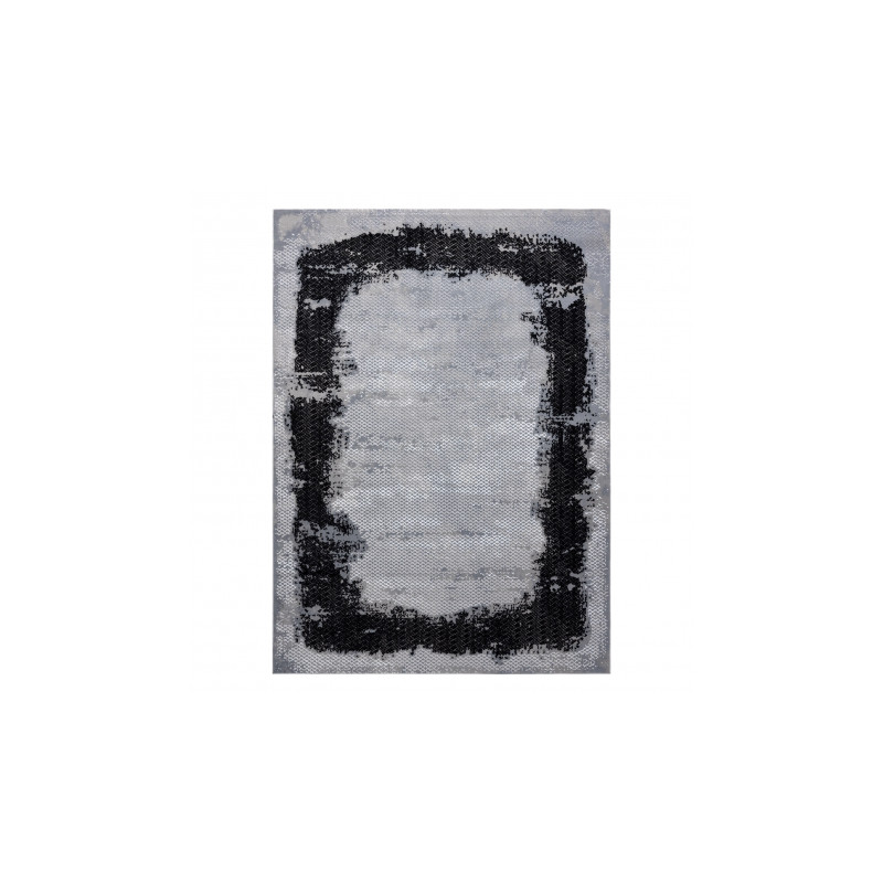 Dywan CORE A004 Ramka, Przecierany - Strukturalny, dwa poziomy runa, czarny / jasnoszary 80x150cm