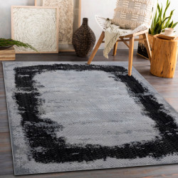 Dywan CORE A004 Ramka, Przecierany - Strukturalny, dwa poziomy runa, czarny / jasnoszary 140x190cm