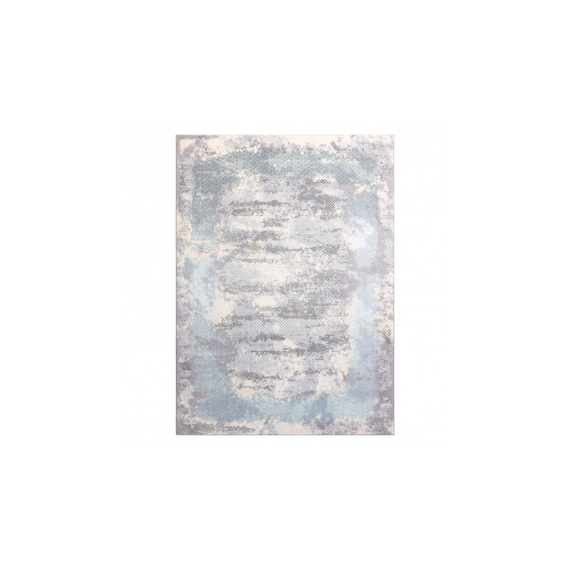 Dywan CORE A004 Ramka, Przecierany - Strukturalny, dwa poziomy runa, kość słoniowa / szary / niebieski 80x150cm