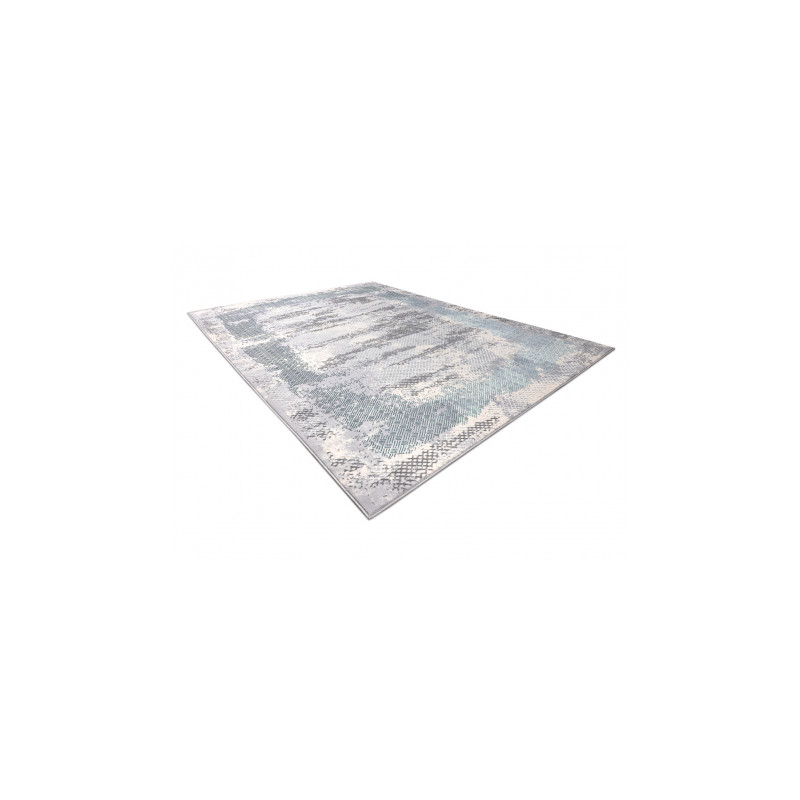 Dywan CORE A004 Ramka, Przecierany - Strukturalny, dwa poziomy runa, kość słoniowa / szary / niebieski 180x270cm