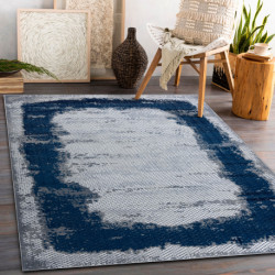 Dywan CORE A004 Ramka, Przecierany - Strukturalny, dwa poziomy runa, niebieski / szary 120x170cm
