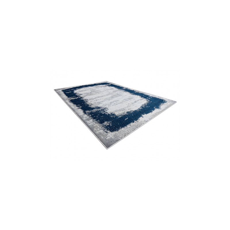 Dywan CORE A004 Ramka, Przecierany - Strukturalny, dwa poziomy runa, niebieski / szary 180x270cm