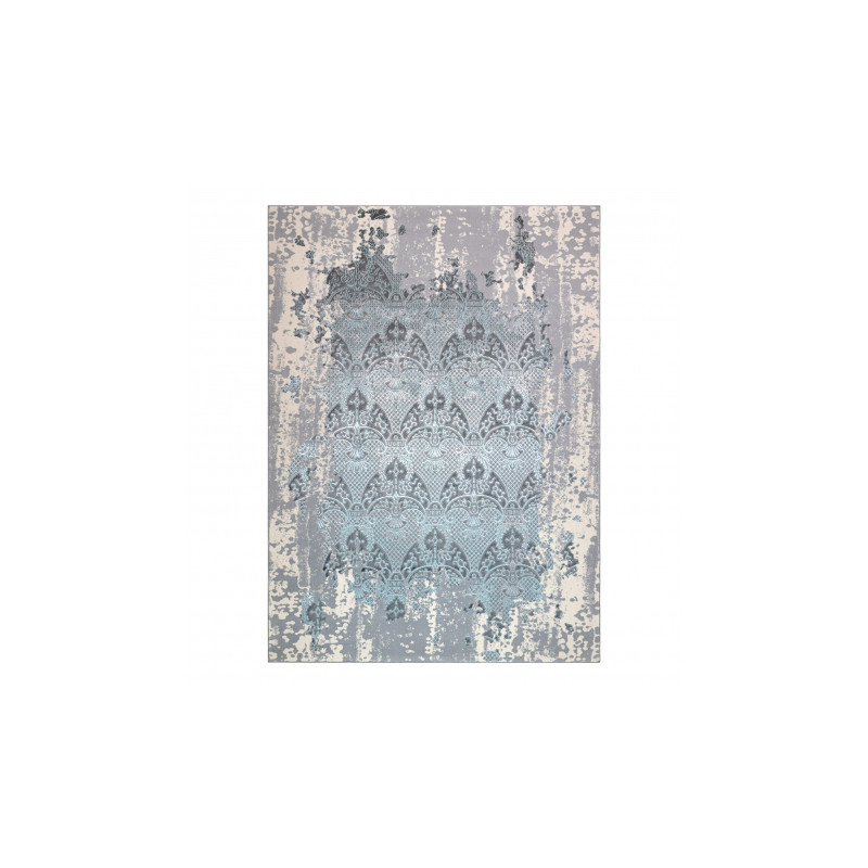 Dywan CORE W3824 Ornament Vintage - Strukturalny, dwa poziomy runa, jasnoniebieski / krem / szary 80x150cm