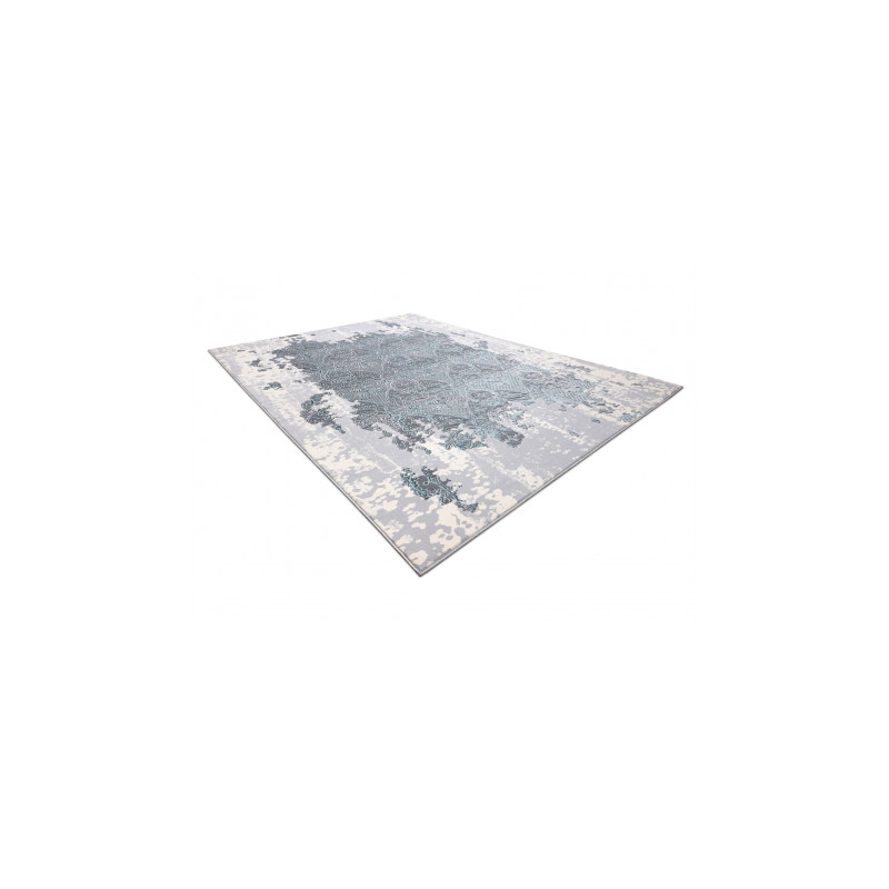 Dywan CORE W3824 Ornament Vintage - Strukturalny, dwa poziomy runa, jasnoniebieski / krem / szary 80x150cm