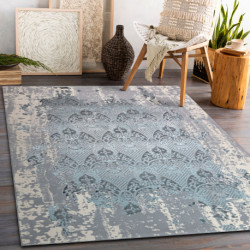 Dywan CORE W3824 Ornament Vintage - Strukturalny, dwa poziomy runa, jasnoniebieski / krem / szary 80x150cm