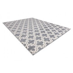 Dywan CORE W6764 Koniczyna marokańska Trellis - Strukturalny, dwa poziomy runa, szary / krem 240x330cm