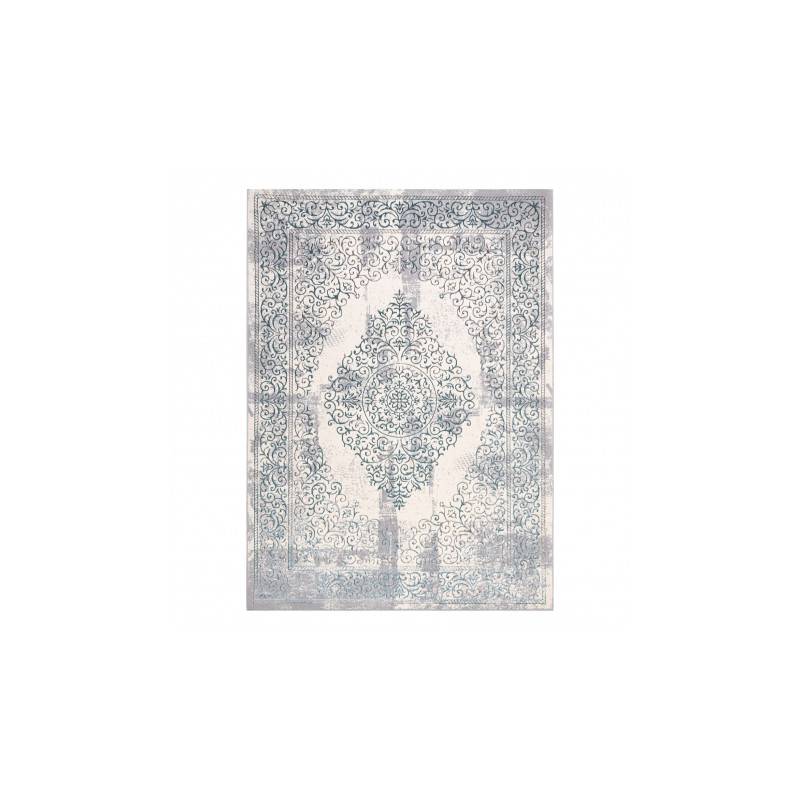 Dywan CORE W7161 Rozeta Vintage - Strukturalny, dwa poziomy runa, jasnoniebieski / krem / szary 80x150cm Dywan CORE W7161 Rozeta Vintage - Strukturalny, dwa poziomy runa, jasnoniebieski / krem / szary 80x150cm
