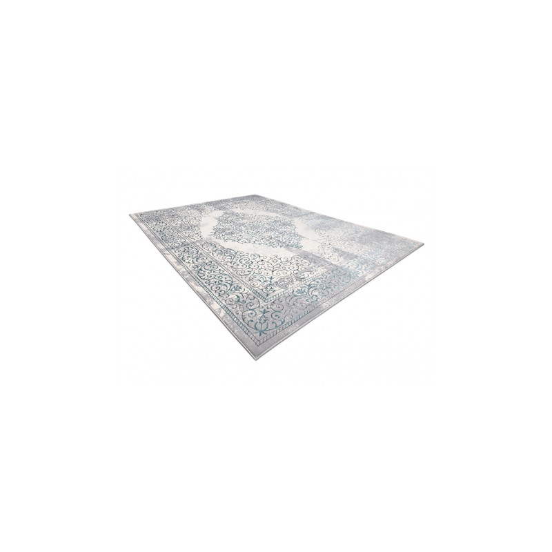 Dywan CORE W7161 Rozeta Vintage - Strukturalny, dwa poziomy runa, jasnoniebieski / krem / szary 200x290cm