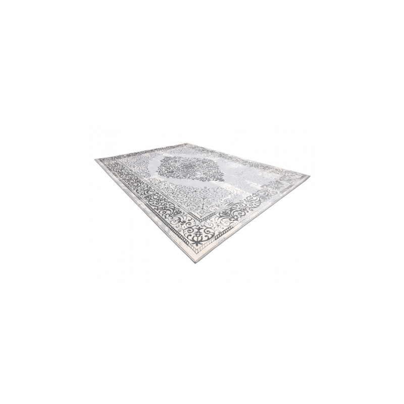 Dywan CORE W7161 Rozeta Vintage - Strukturalny, dwa poziomy runa, szary 80x150cm