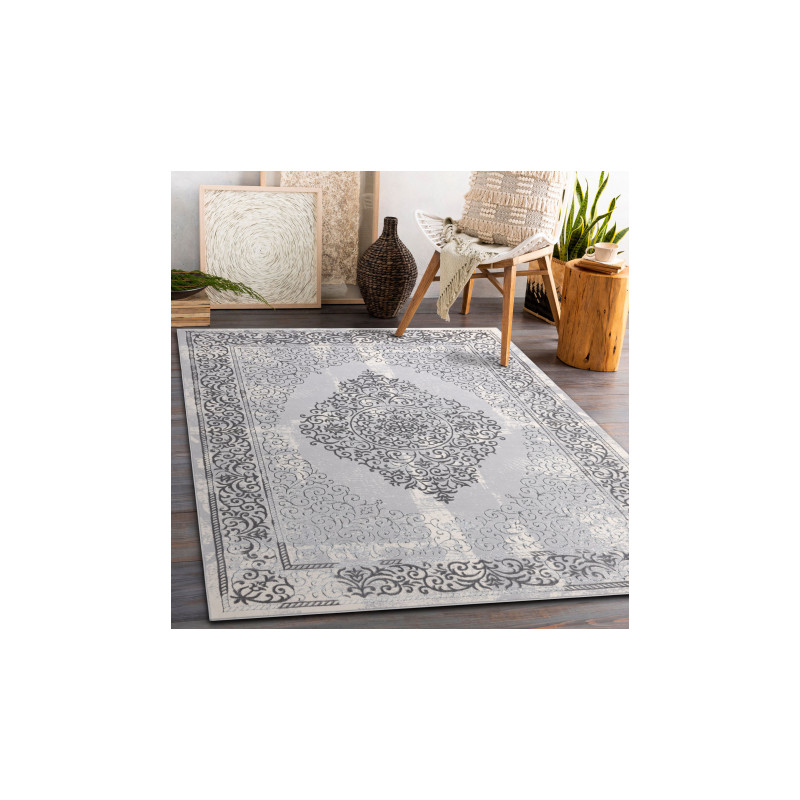 Dywan CORE W7161 Rozeta Vintage - Strukturalny, dwa poziomy runa, szary 200x290cm Dywan CORE W7161 Rozeta Vintage - Strukturalny, dwa poziomy runa, szary 200x290cm