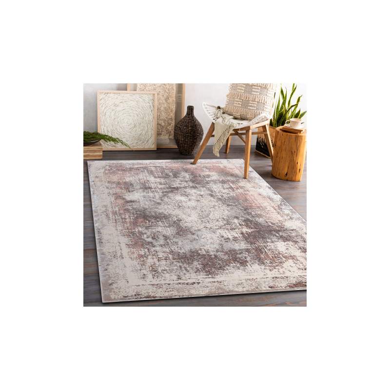 Dywan CORE W9784 Rozeta Vintage - Strukturalny, dwa poziomy runa, jasny beż / róż 160x220cm