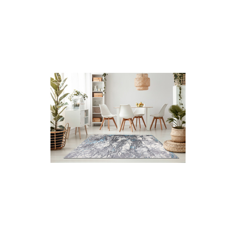 Dywan CORE W9789 Abstrakcja - Strukturalny, dwa poziomy runa, szary / niebieski 120x170cm