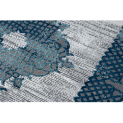 Dywan CORE W9797 Ramka, Rozeta - Strukturalny, dwa poziomy runa, niebieski / szary 140x190cm