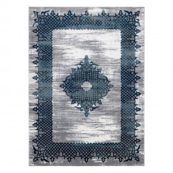 Dywan CORE W9797 Ramka, Rozeta - Strukturalny, dwa poziomy runa, niebieski / szary 200x290cm
