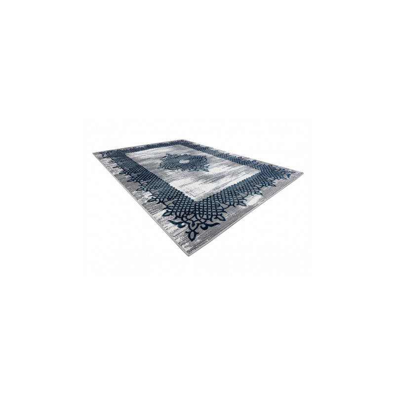 Dywan CORE W9797 Ramka, Rozeta - Strukturalny, dwa poziomy runa, niebieski / szary 200x290cm