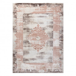 Dywan CORE W9797 Ramka, Rozeta - Strukturalny, dwa poziomy runa, beż / róż 80x150cm