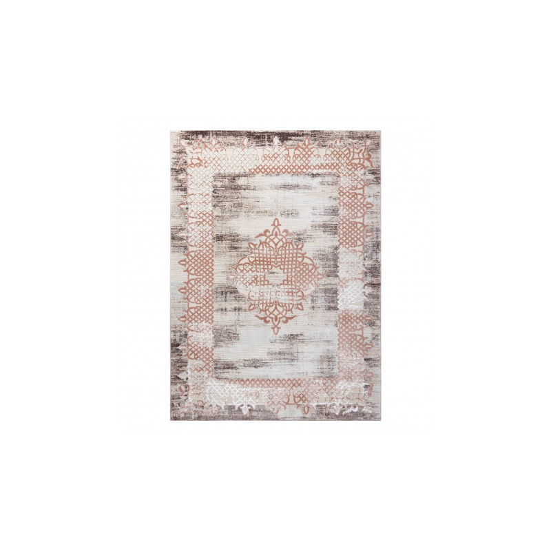 Dywan CORE W9797 Ramka, Rozeta - Strukturalny, dwa poziomy runa, beż / róż 160x220cm