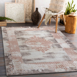 Dywan CORE W9797 Ramka, Rozeta - Strukturalny, dwa poziomy runa, beż / róż 180x270cm