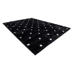 Dywan FLUFFY 2370 shaggy kropki - antracyt / biały 80x150cm