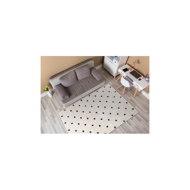 Dywan FLUFFY 2370 shaggy kropki - krem / antracyt 160x220cm