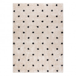 Dywan FLUFFY 2370 shaggy kropki - krem / antracyt 200x290cm
