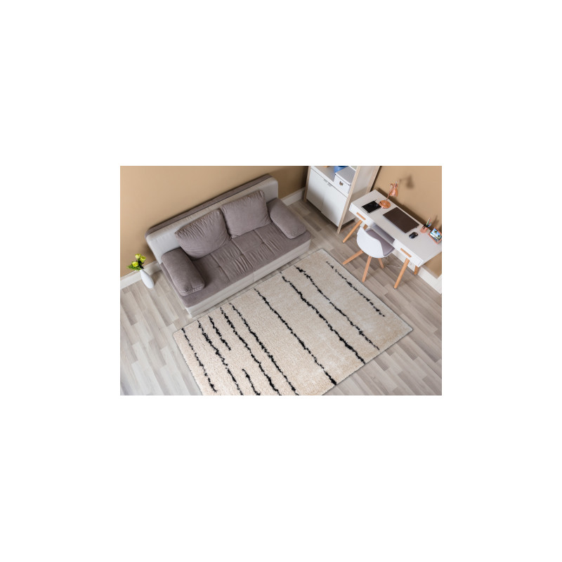 Dywan FLUFFY 2371 shaggy paski - krem / antracyt 200x290cm