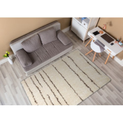Dywan FLUFFY 2371 shaggy paski - krem / beż 140x190cm