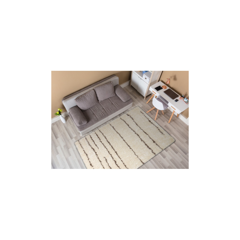 Dywan FLUFFY 2371 shaggy paski - krem / beż 140x190cm