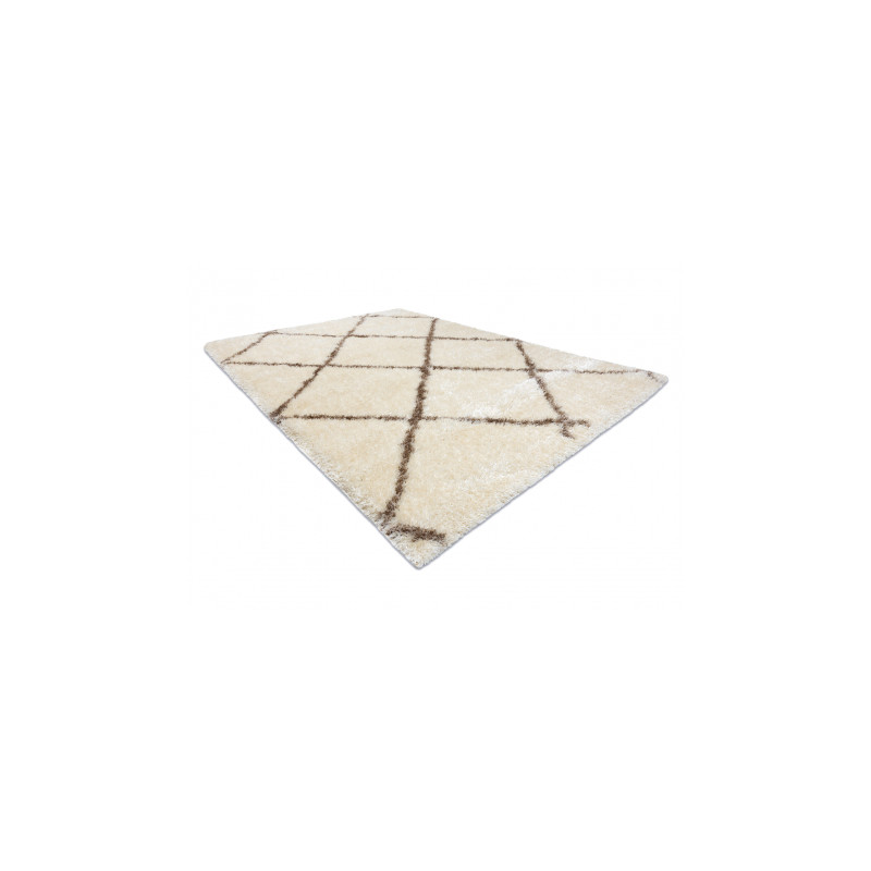 Dywan FLUFFY 2373 shaggy kratka, trellis - krem / beż 200x290cm
