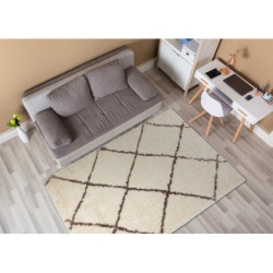 Dywan FLUFFY 2373 shaggy kratka, trellis - krem / beż 200x290cm