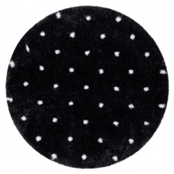Dywan FLUFFY 2370 koło, shaggy kropki - antracyt / biały koło 160cm
