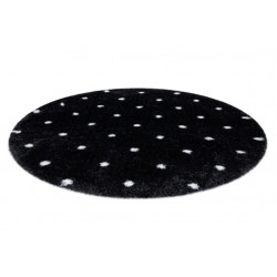 Dywan FLUFFY 2370 koło, shaggy kropki - antracyt / biały koło 160cm
