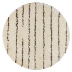 Dywan FLUFFY 2371 koło shaggy paski - krem / beż koło 160cm