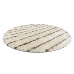 Dywan FLUFFY 2371 koło shaggy paski - krem / beż koło 160cm Dywan FLUFFY 2371 koło shaggy paski - krem / beż koło 160cm