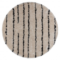 Dywan FLUFFY 2371 koło shaggy paski - krem / antracyt koło 120cm