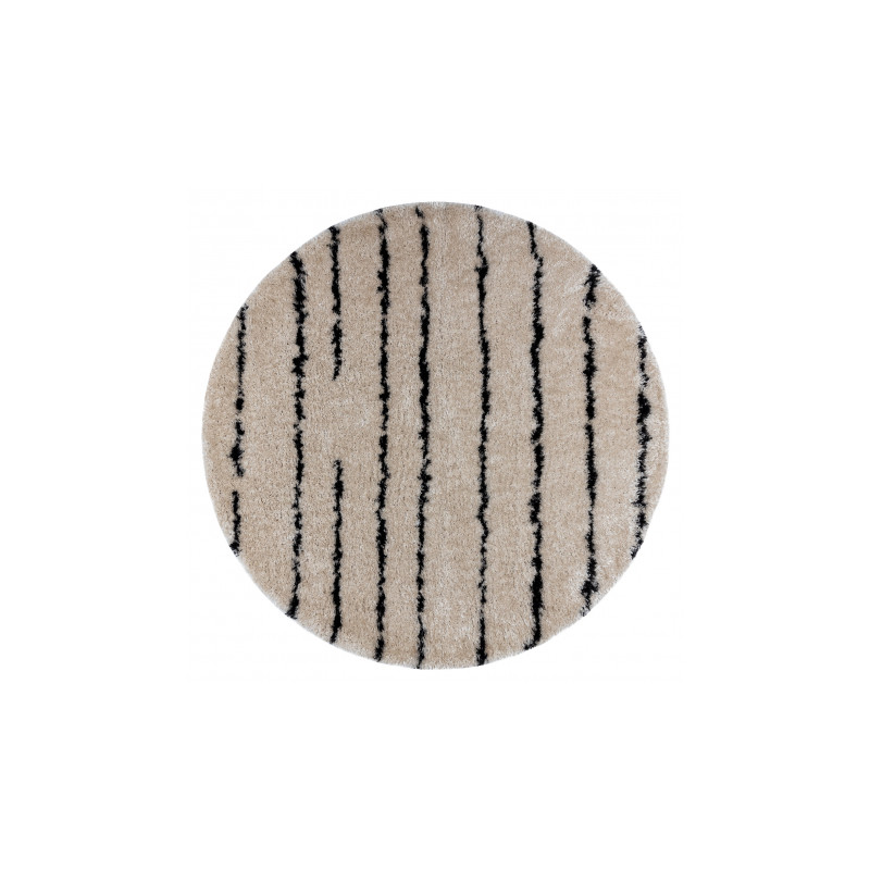 Dywan FLUFFY 2371 koło shaggy paski - krem / antracyt koło 120cm