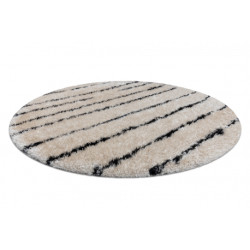 Dywan FLUFFY 2371 koło shaggy paski - krem / antracyt koło 120cm
