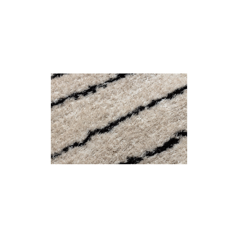 Dywan FLUFFY 2371 koło shaggy paski - krem / antracyt koło 120cm