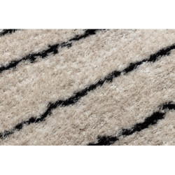 Dywan FLUFFY 2371 koło shaggy paski - krem / antracyt koło 160cm