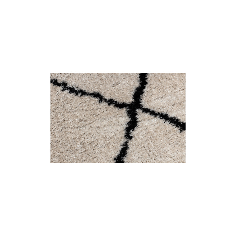 Dywan FLUFFY 2373 koło shaggy kratka, trellis - krem / antracyt koło 160cm