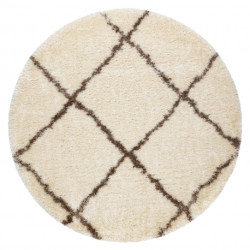 Dywan FLUFFY 2373 koło shaggy kratka, trellis - krem / beż koło 160cm
