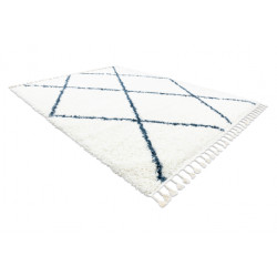 Dywan UNION 3683 Kratka, trellis krem / niebieski Frędzle berberyjski marokański shaggy 120x170cm