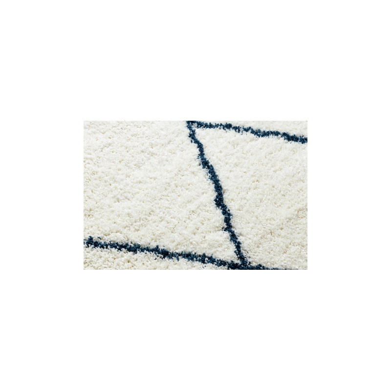 Dywan UNION 3683 Kratka, trellis krem / niebieski Frędzle berberyjski marokański shaggy 160x220cm