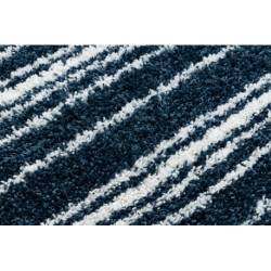 Dywan UNION 4080 Pasy niebieski / krem Frędzle berberyjski marokański shaggy 140x190cm