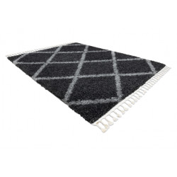 Dywan UNION 3482 Kratka, trellis szary Frędzle berberyjski marokański shaggy 140x190cm