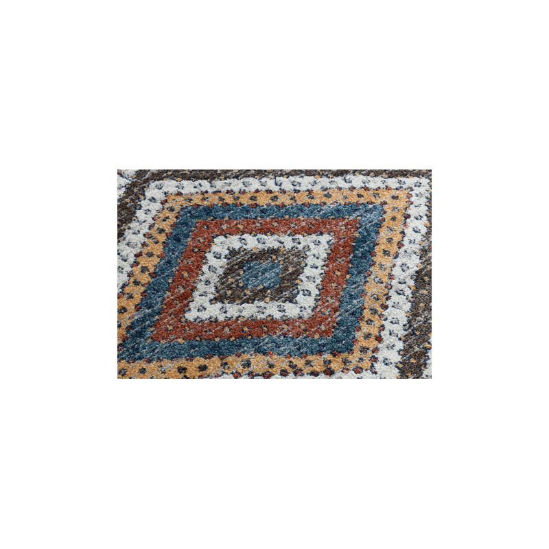 Dywan nowoczesny BELLE BG30C Romby, etniczny niebieski / krem Frędzle  200x290cm