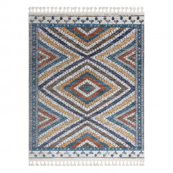 Dywan nowoczesny BELLE BG30C Romby, etniczny niebieski / krem Frędzle  240x330cm