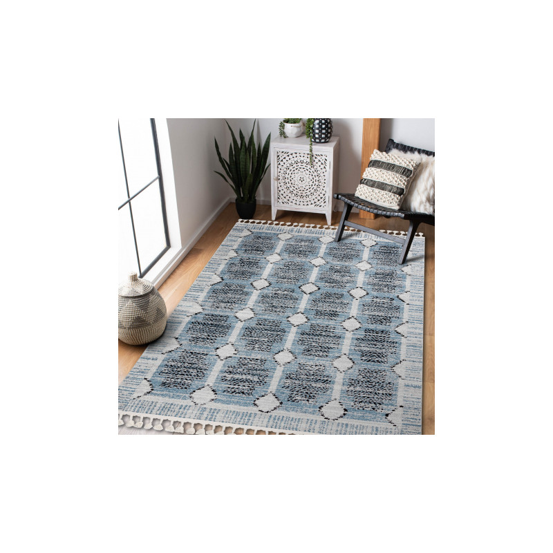 Dywan nowoczesny BELLE BR22A beż / niebieski Frędzle  140x190cm