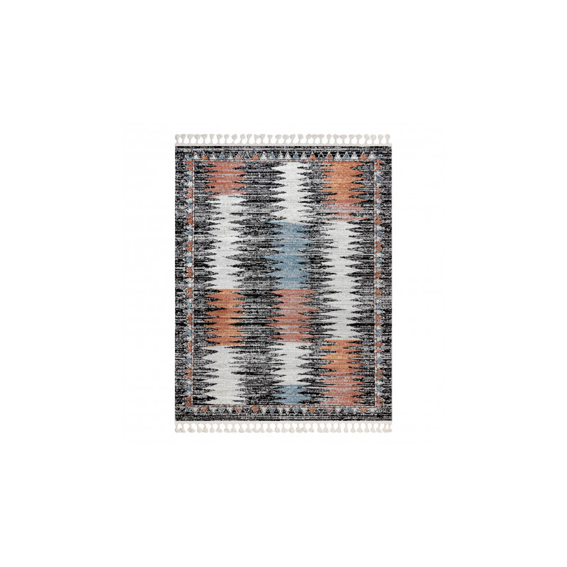 Dywan nowoczesny BELLE BR23A czarny / róż Frędzle  80x150cm