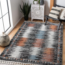 Dywan nowoczesny BELLE BR23A czarny / róż Frędzle  80x150cm